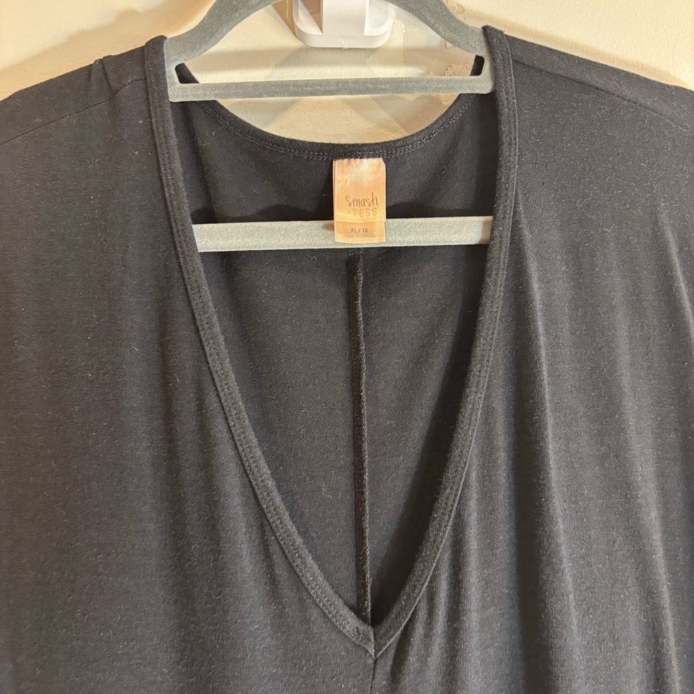 Smash + Tess Sz XL Classic Black Jumpsuit Athleisure Long Sleeve V-Neck Soft - Picture 3 of 7
